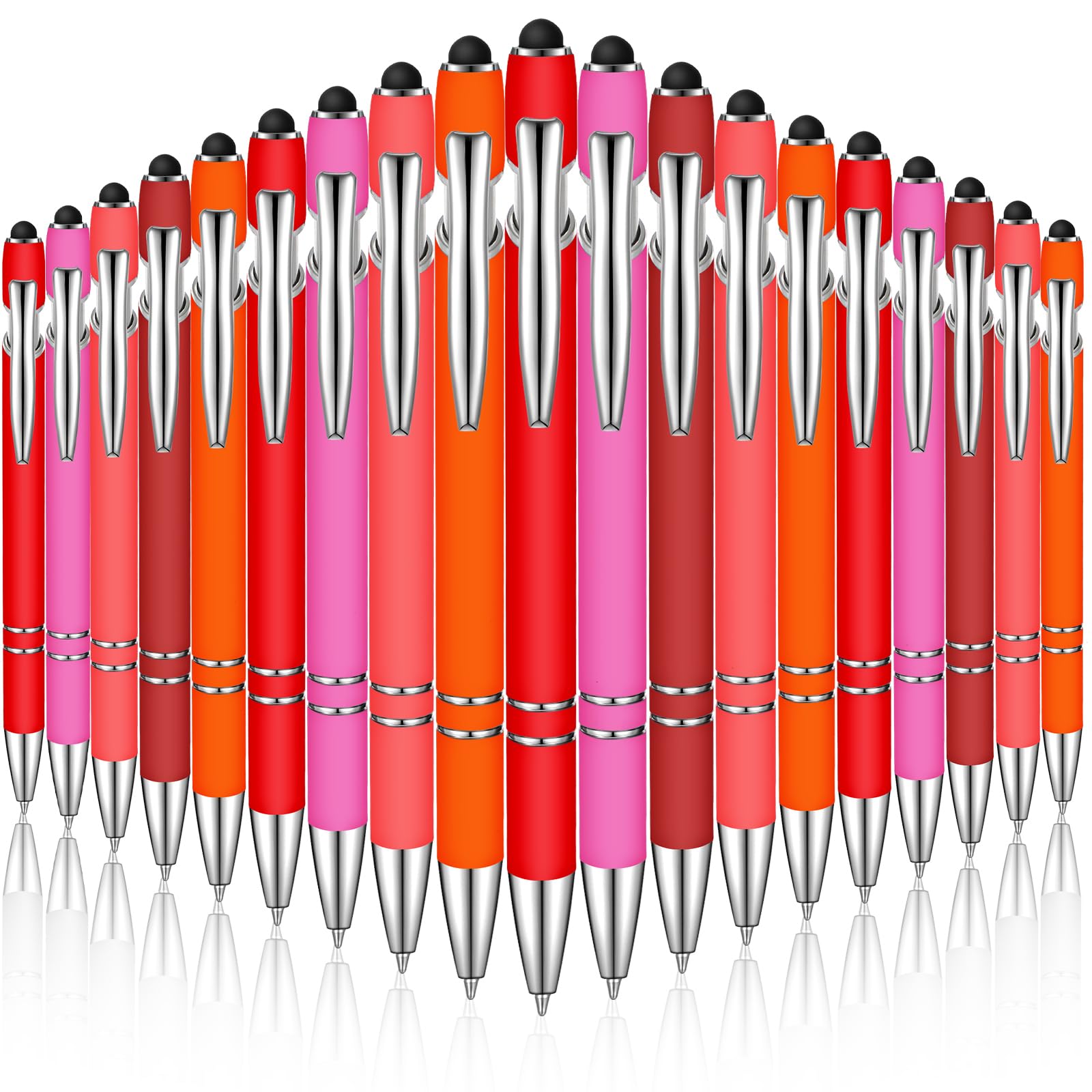 Zonon 38 Pcs Stylus Ballpoint Pens, Metal Rubberized Grip, Red Series