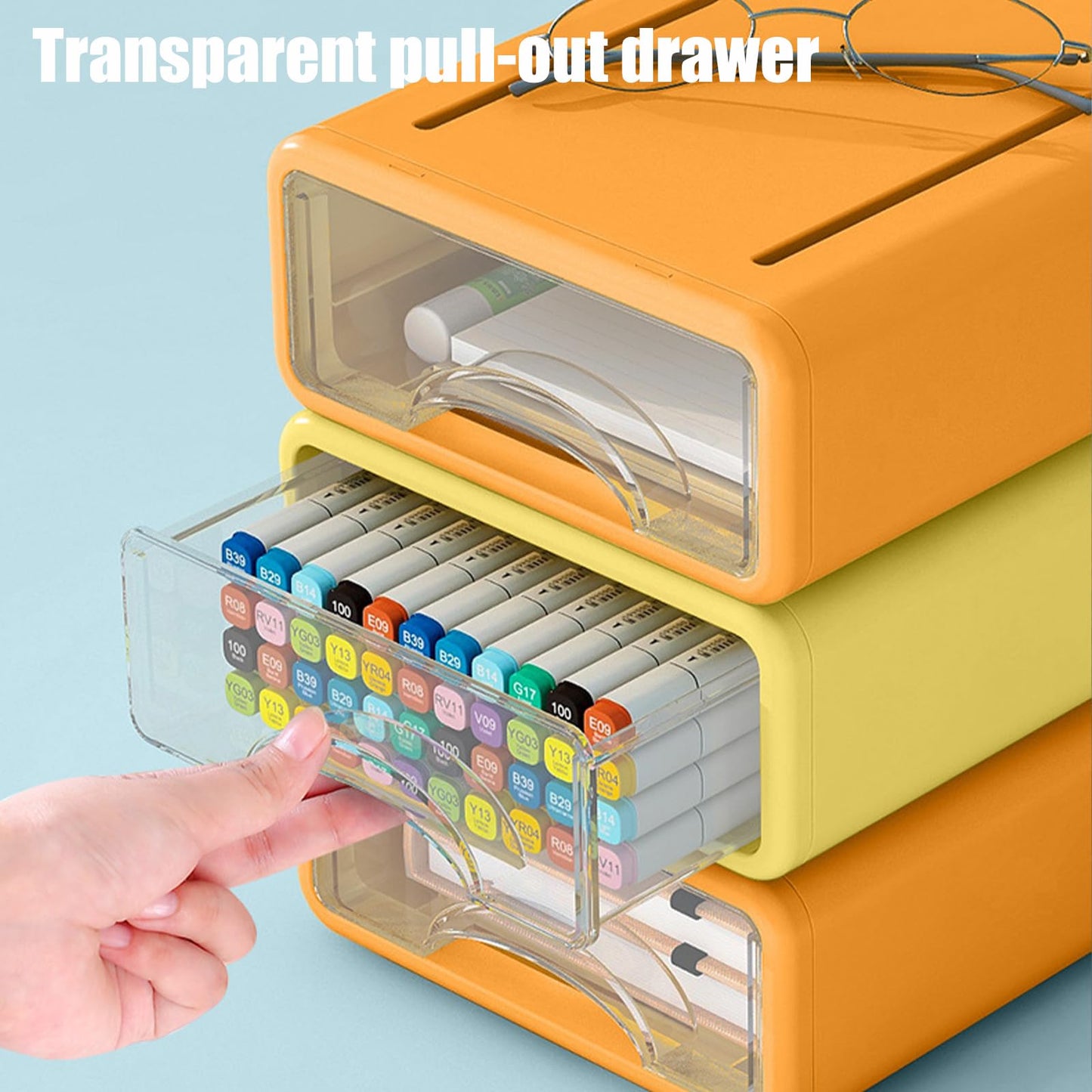 Desk Organizer with Drawers, Stackable Storage Drawers with Compartments Desktop Organization for