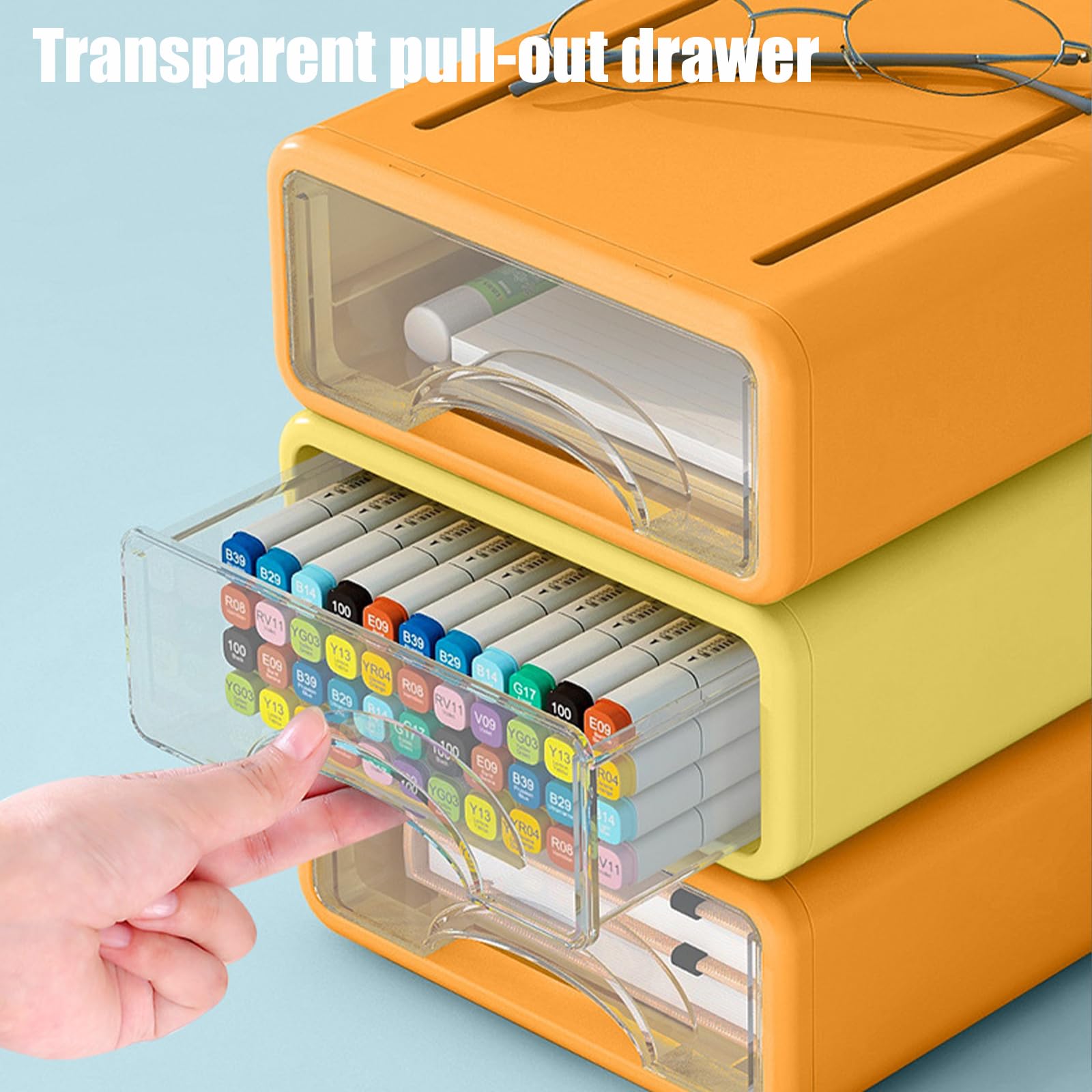 Desk Organizer with Drawers, Stackable Storage Drawers with Compartments Desktop Organization for