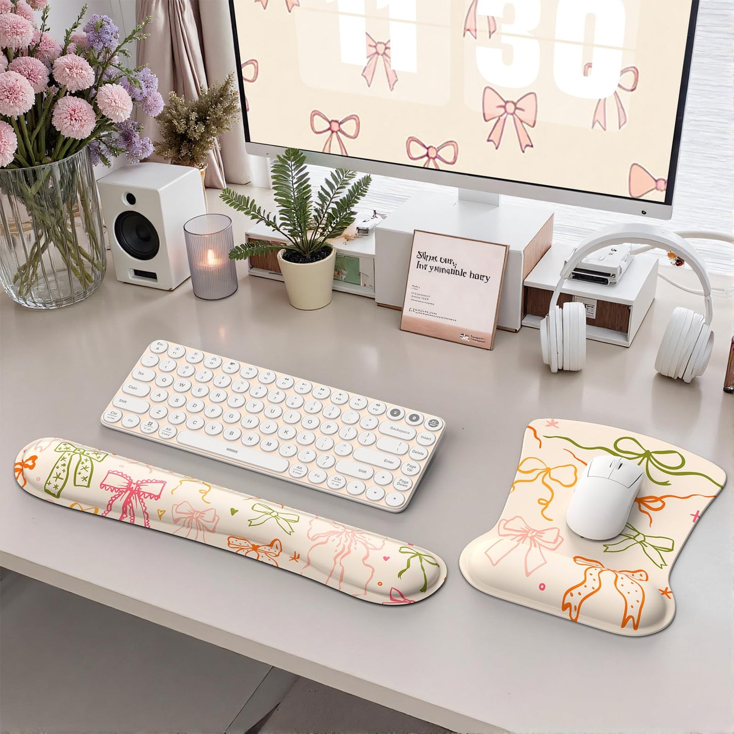 iCasso Ergonomic Mouse Pad, Keyboard Wrist Rest, Memory Foam Mousepad with Wrist Support, Easy