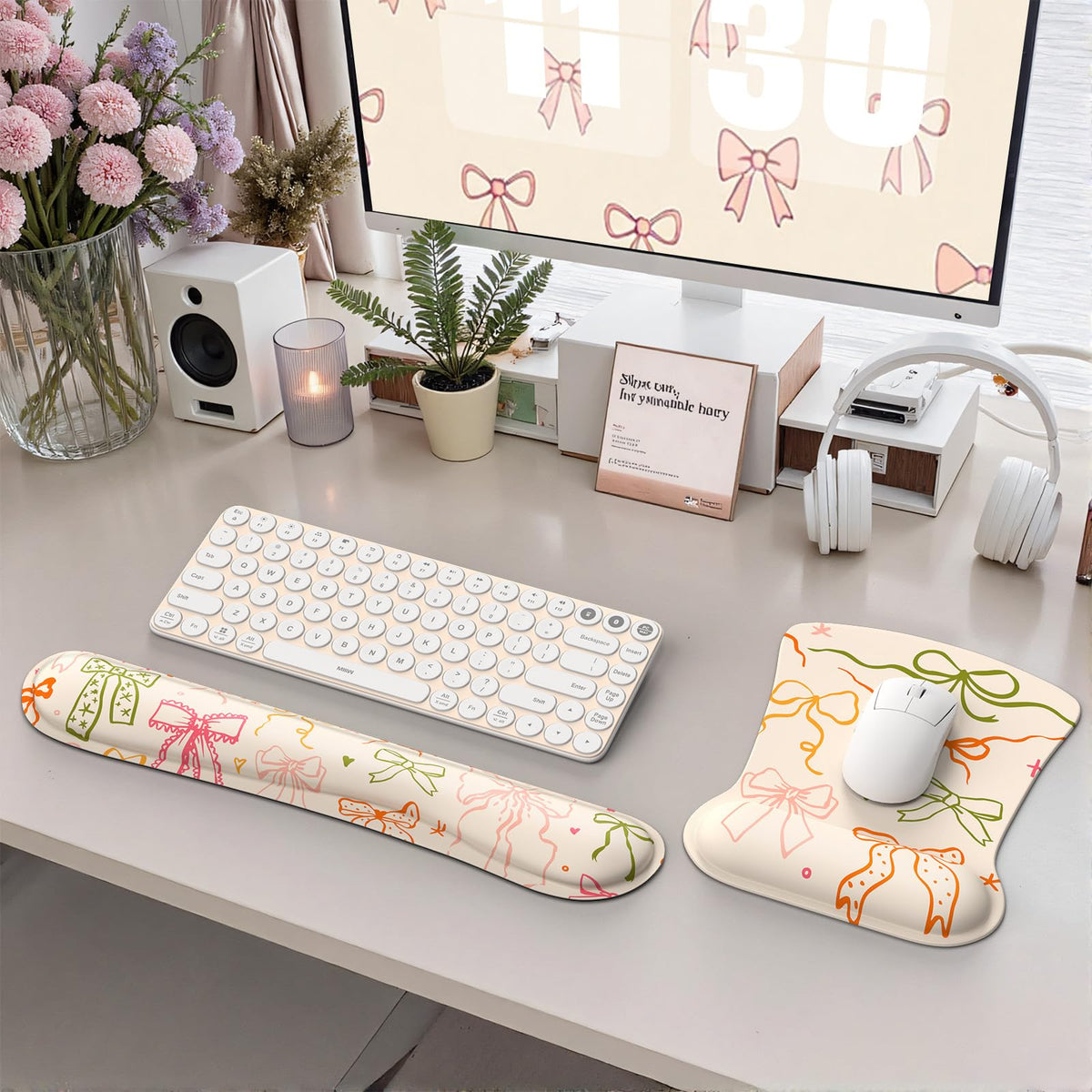 iCasso Ergonomic Mouse Pad, Keyboard Wrist Rest, Memory Foam Mousepad with Wrist Support, Easy
