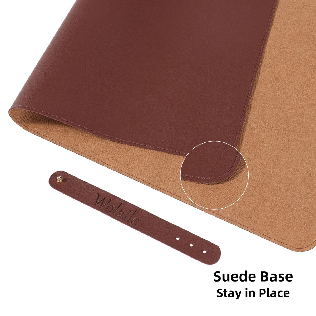 Wolaile PU Leather Desk Pad Blotter 27x13 inches,Non-Slip Base Waterproof Surface Office Desk