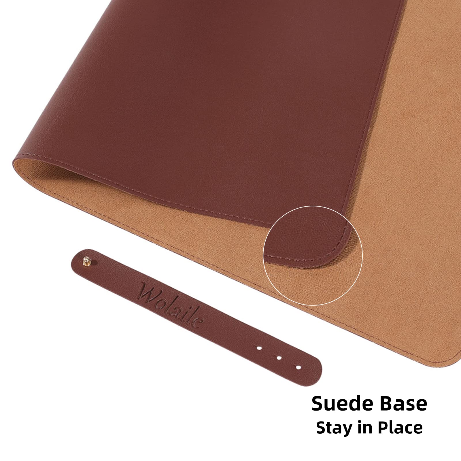 Wolaile PU Leather Desk Pad Blotter 27x13 inches,Non-Slip Base Waterproof Surface Office Desk