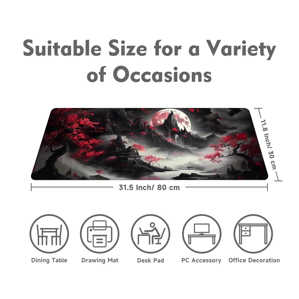 Gaming Mouse Pad Desk Pad XL Large Mouse Mat Office Decor Accessories (Dark Moon)