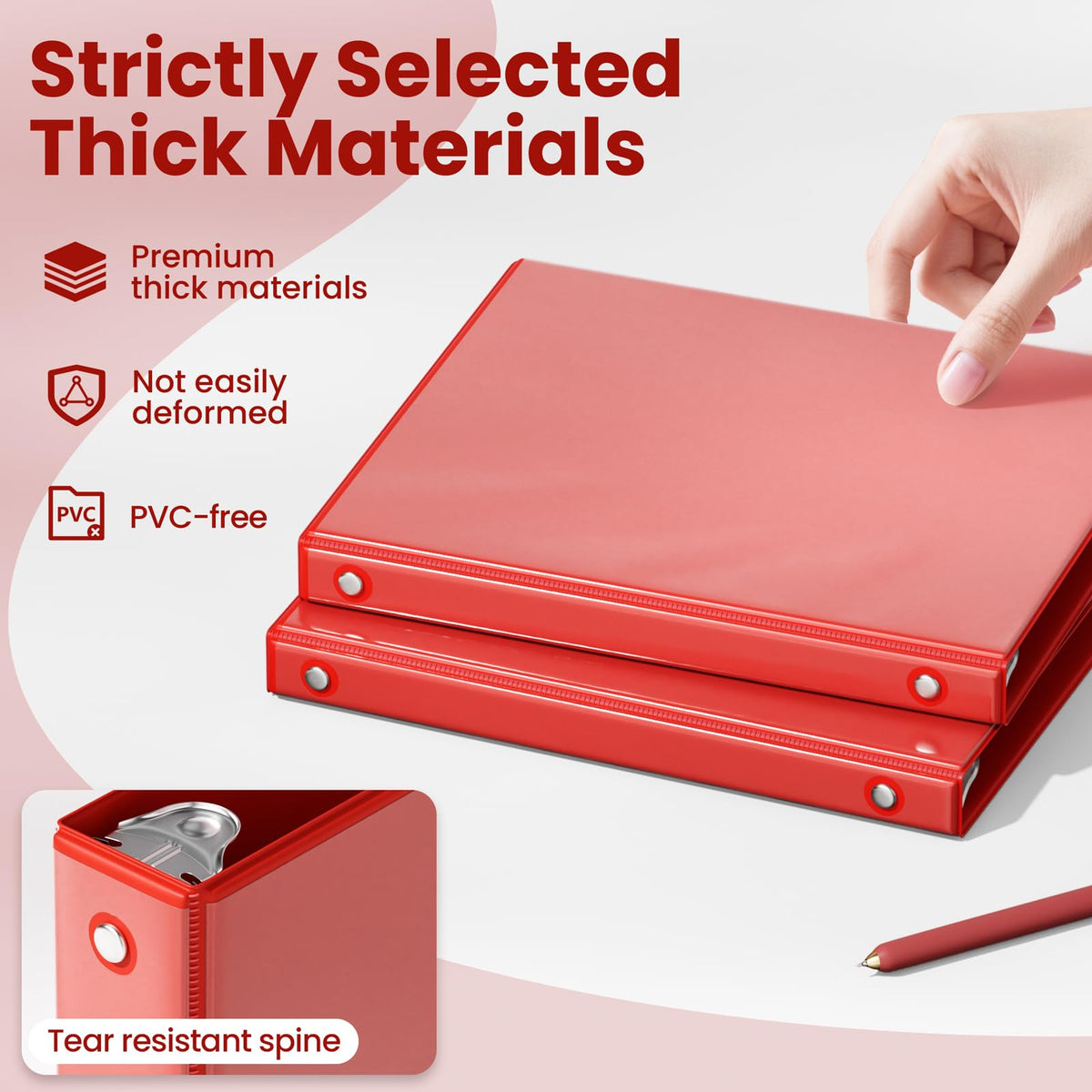 SUNEE 1/2 Inch Binders 3 Ring 6 Pack, 3 Ring Binders Half Inch Clear View PVC-Free (Fit 8.5x11