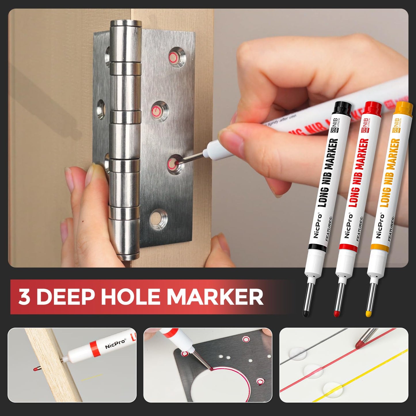 Nicpro 24PCS CP3000 Mechanical Carpenter Pencil Set with Sharpener & Sheath