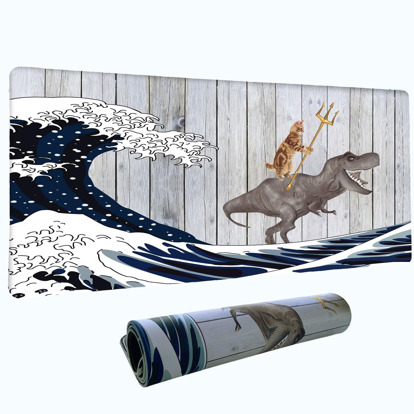 Funny Cat Dinosaur XXL Mouse Pad, Super Thick Waterproof Desk Mat