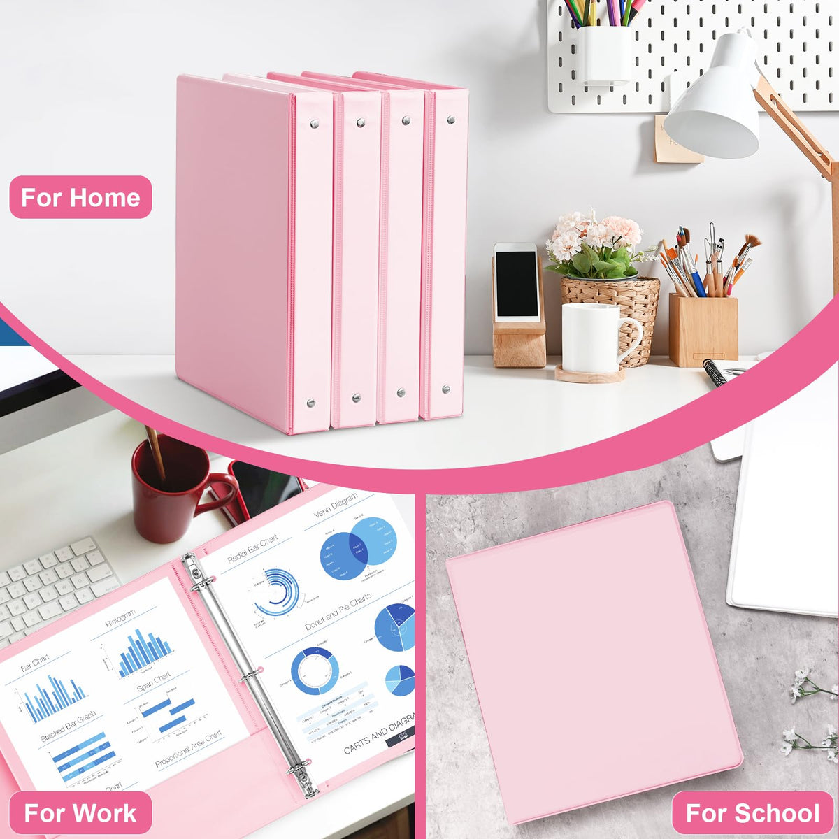 SUIN 1-inch 3 Ring Binder with 2 Interior Pockets, 1''Durable Binders Holds US Letter Size 8.5'' x