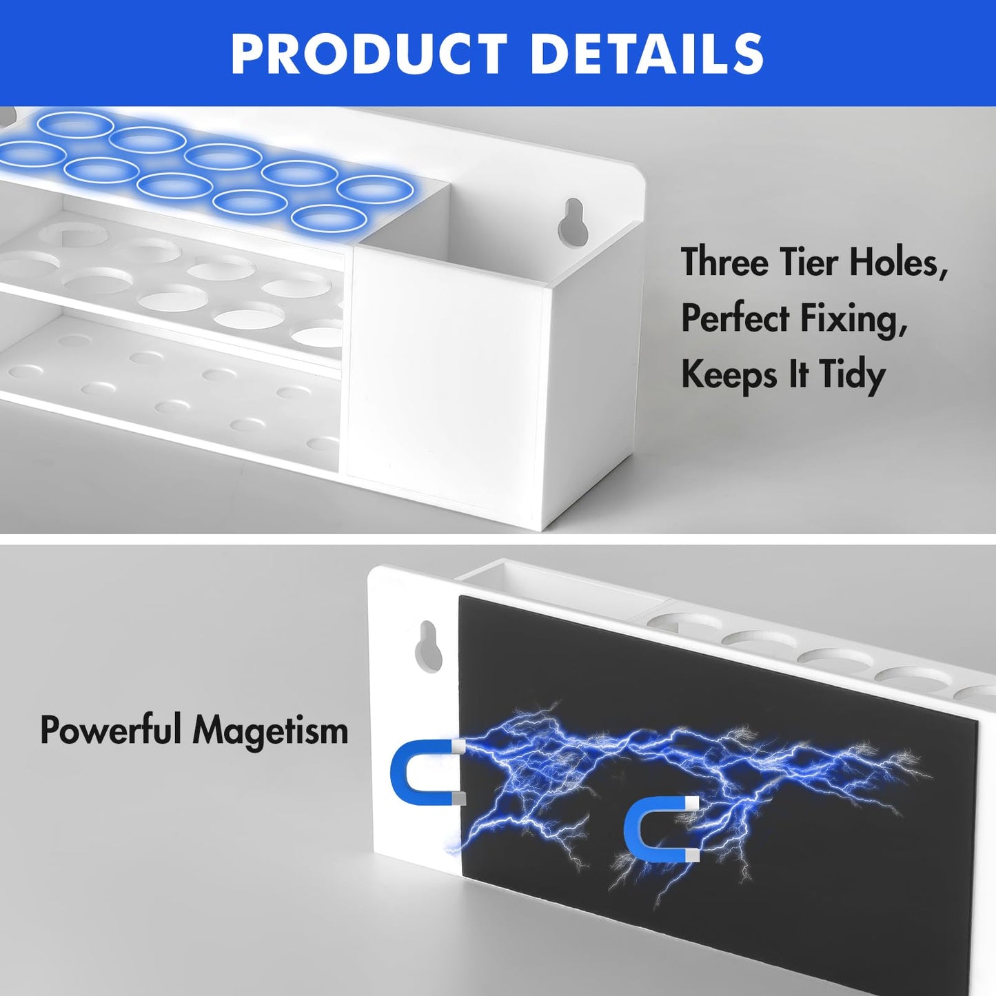 Banafich Wall Mounted Magnetic Dry Erase Marker Holder for White Board