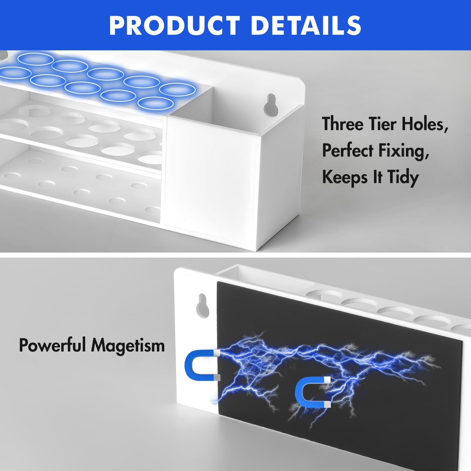 Banafich Wall Mounted Magnetic Dry Erase Marker Holder for White Board