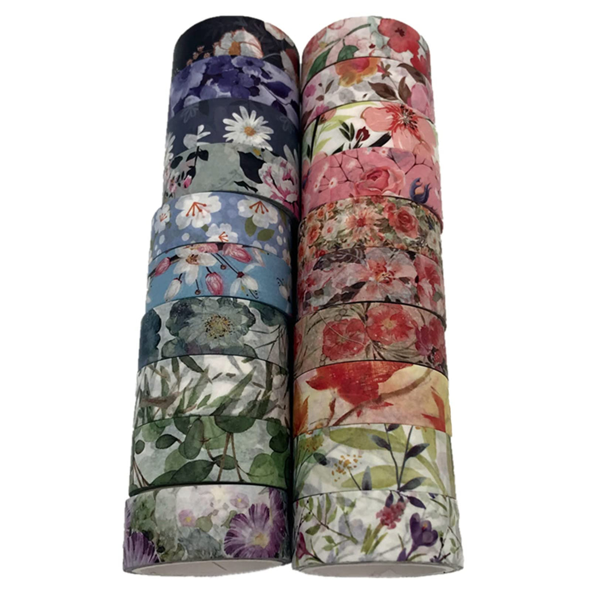 Esweny Floral Washi Tape Set 20 Rolls 15mm Wide Flower Decorative Paper Tapes for Scrapbooking