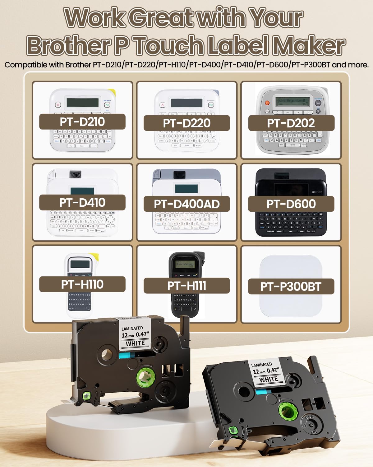 10-Pack TZe-231 TZ-231 Replacement for Brother P Touch Label Maker Tape