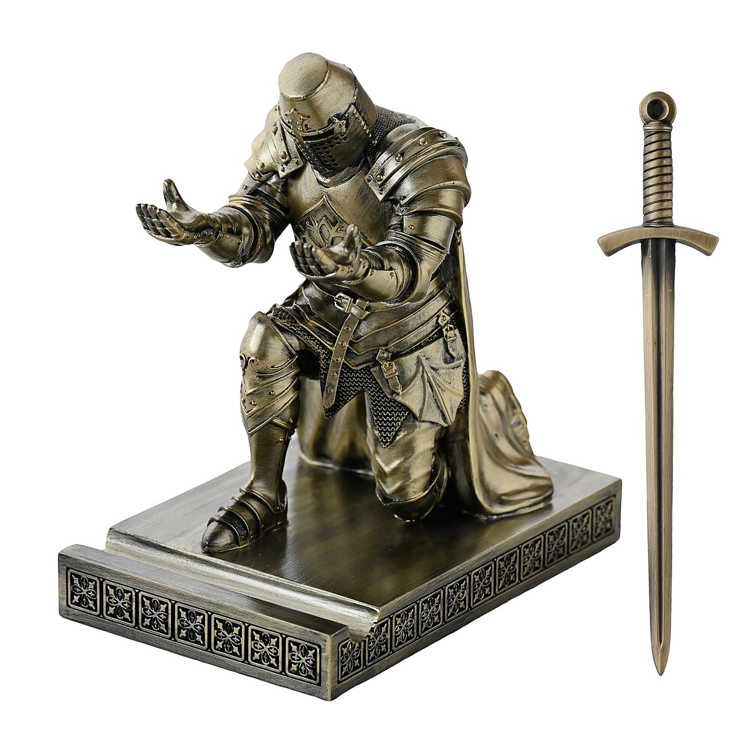 Medieval Templar Vanguard Officer Knight Pen Holder Desk Organizers Bronze