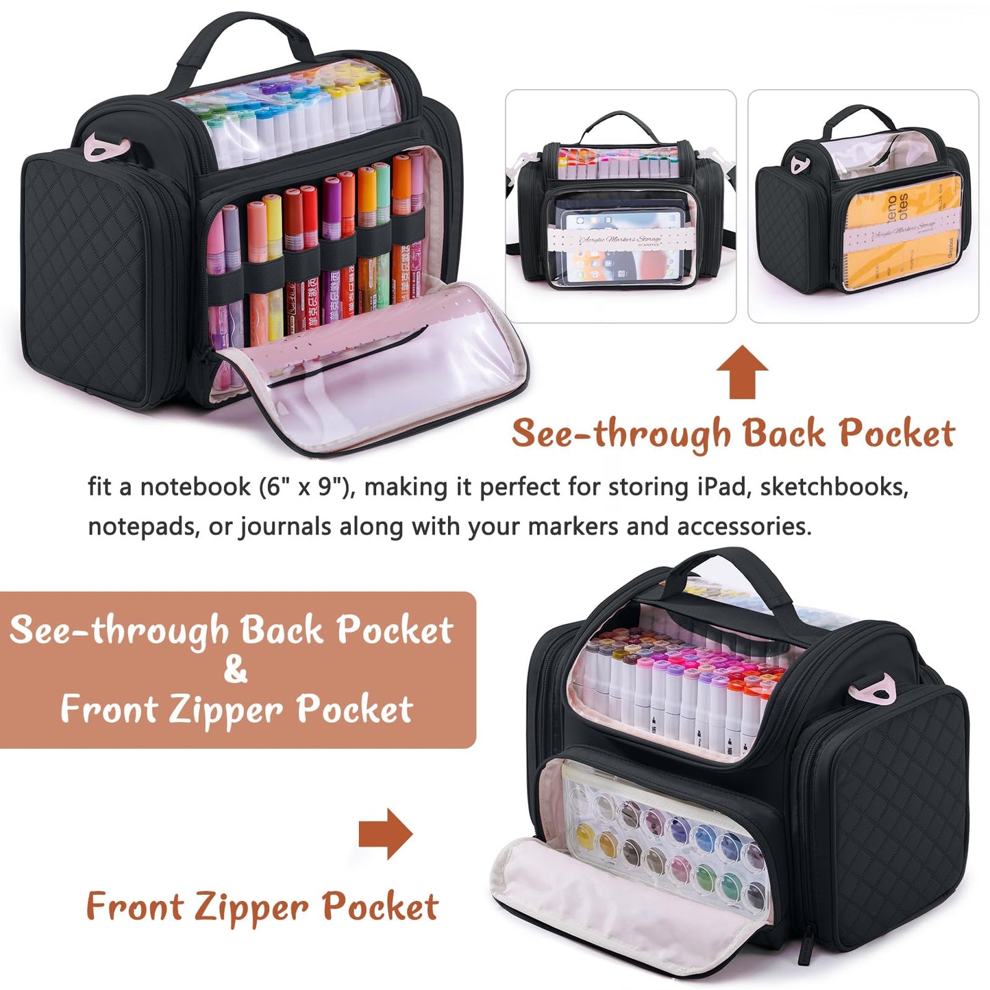 Large Marker Organizer Case for Up to 300 Markers, Marker Storage Bag