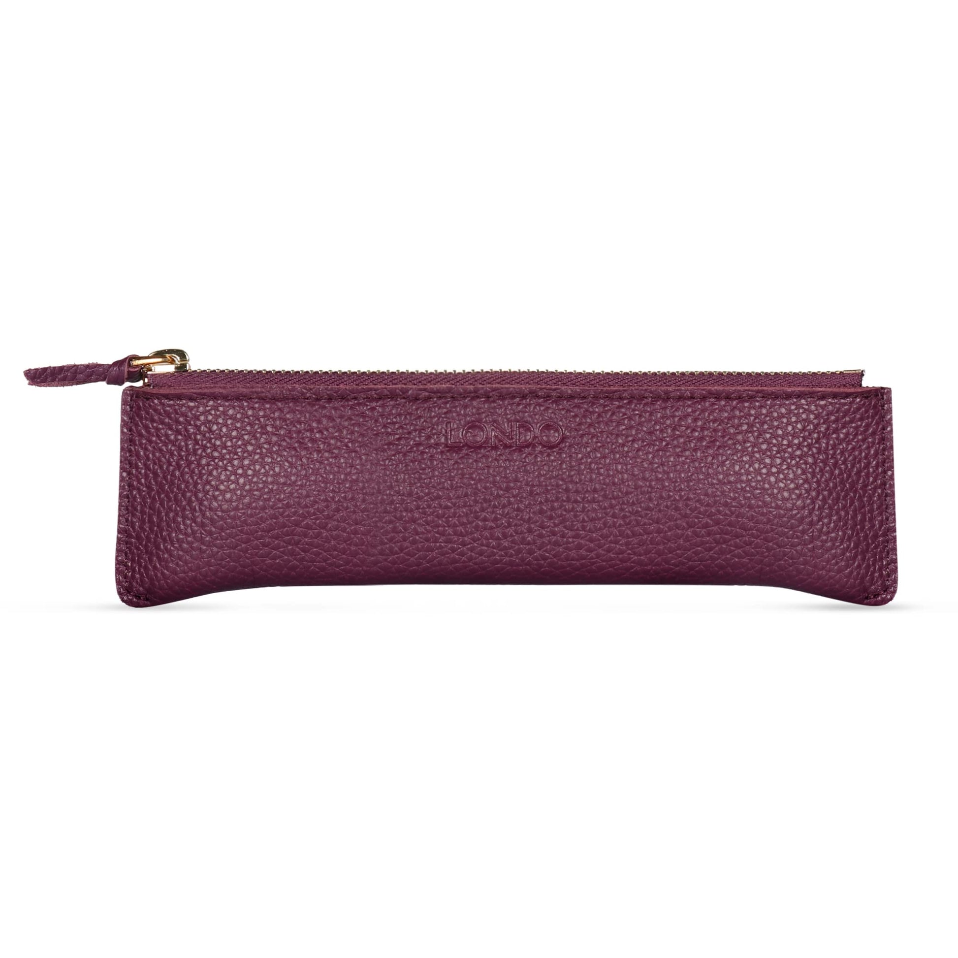 Londo Genuine Leather Pen Case with Zipper Closure, Pencil Pouch Stationery Bag