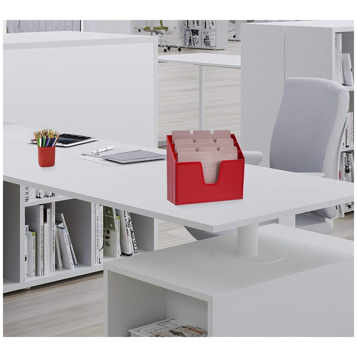 Acrimet Horizontal Triple File Folder Organizer Sorter, Letter Size, Red