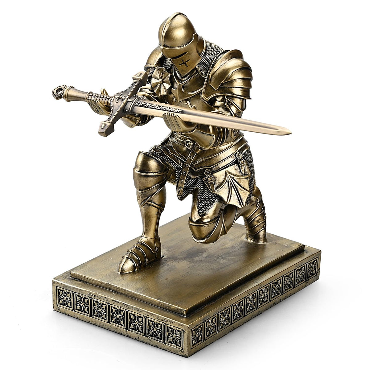 Medieval Warrior Knight Pen Holder Fun Desk Accessories Paperweight Bronze