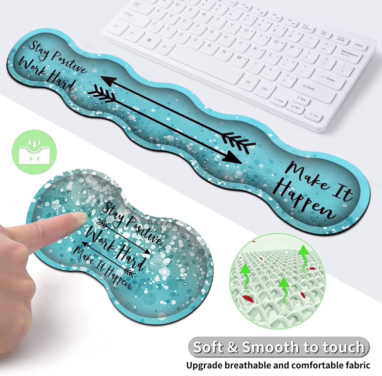 JVGFYNKL Extended Large Mouse Pad+Keyboard Wrist Rest Support , Ergonomic Memory Foam Easy Typing
