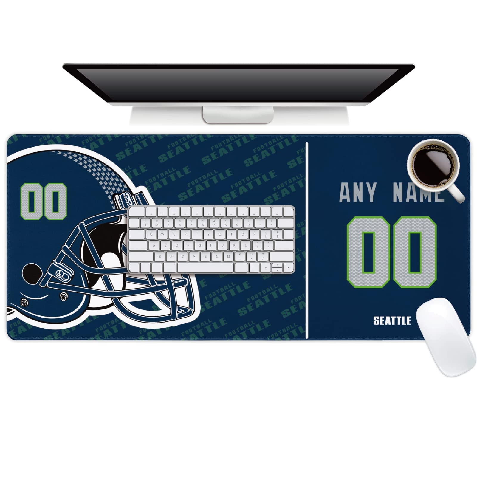 Seattle Mouse Pad Custom Any Name and Number Desk Pad for Men Women Youth Gifts