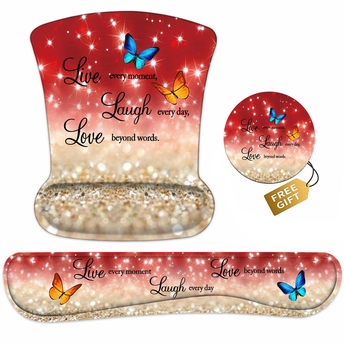 Keyboard Wrist Rest and Mouse Pad Wrist Support Set with Coasters, Non-Slip PU Base Ergonomic
