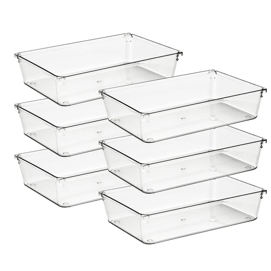 Ravinte 6 Pack Drawer Organizer, 6" x 9" Plastic Storage Bins