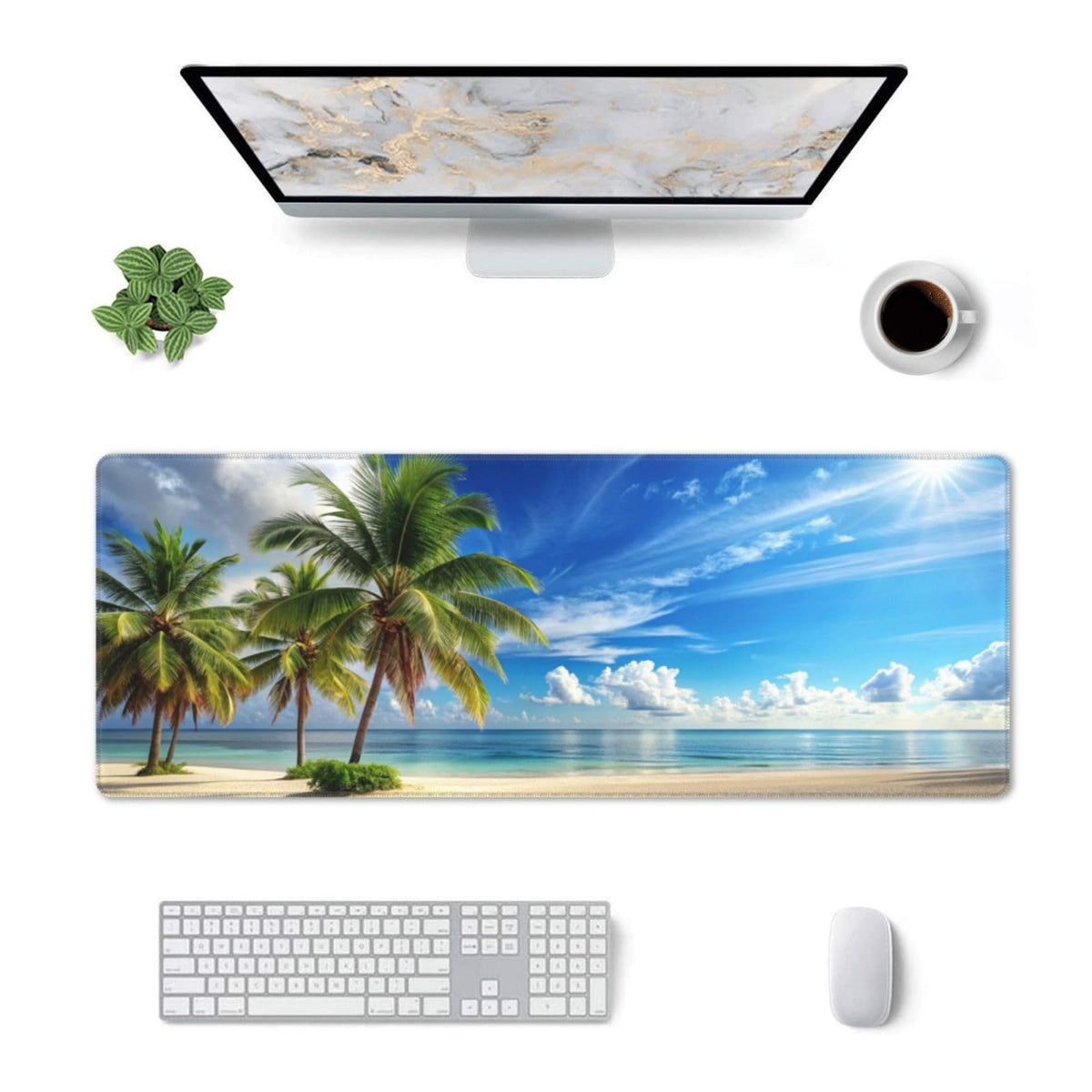 Beach Mouse Pad XL Large Mousepad Non Slip Rubber Base Desk Mat for Laptop Computer Gaming 31.5" X