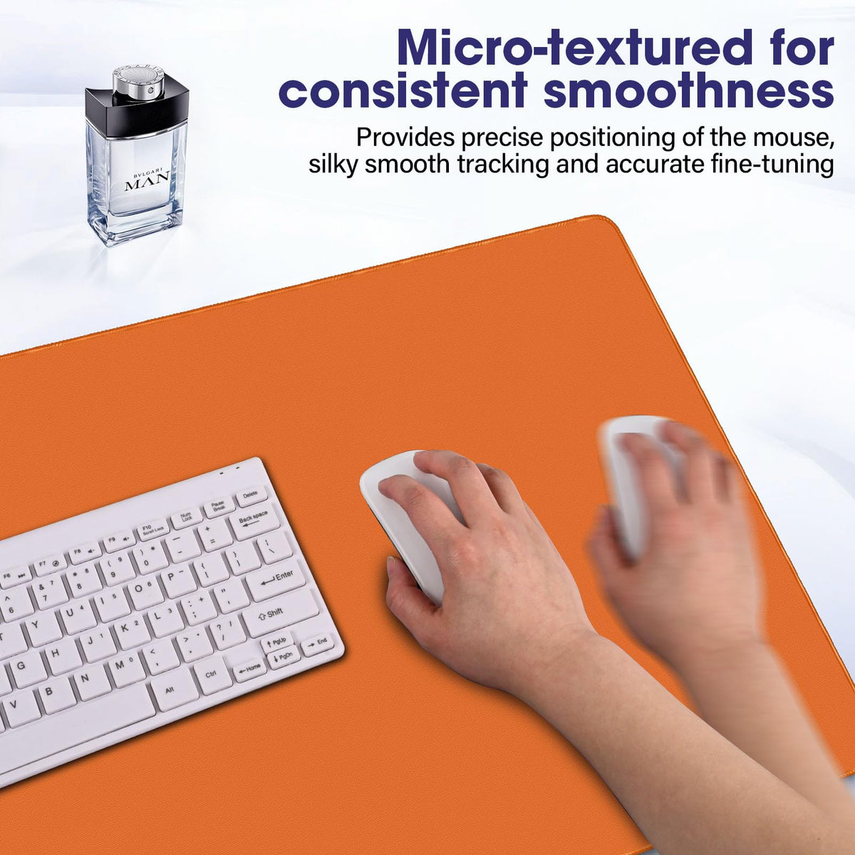 31.5" x 15.7" Waterproof Fabric Keyboard Mat, Rubber Anti-Slip Base, Orange