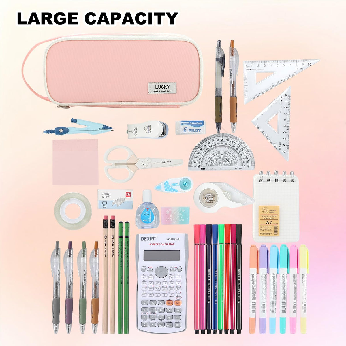 Large Pencil Case for Girls Teens Organizer Pencil Bag with Zipper Pink