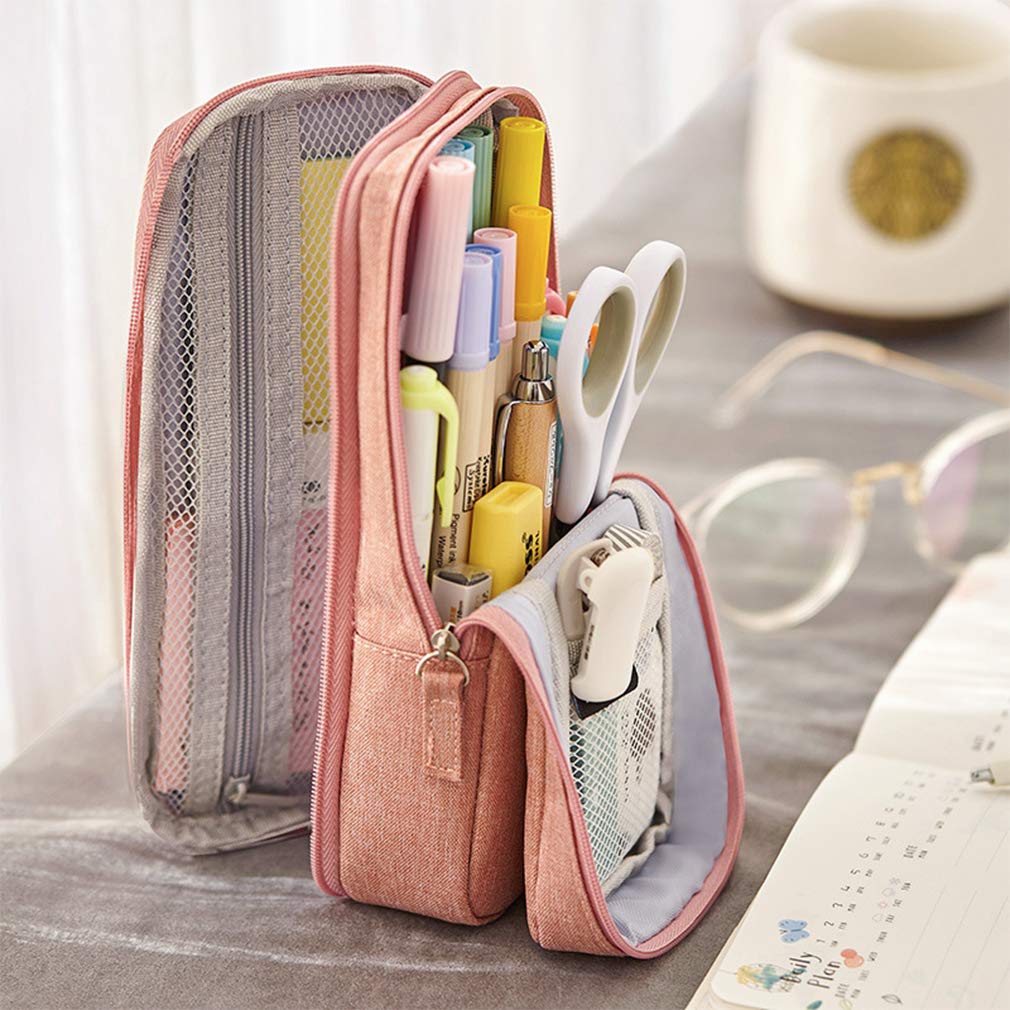 iSuperb Standing Pencil Case 2 Compartments Pencil Pouch Magnetic Mobile Phone Holder Bracket Pen