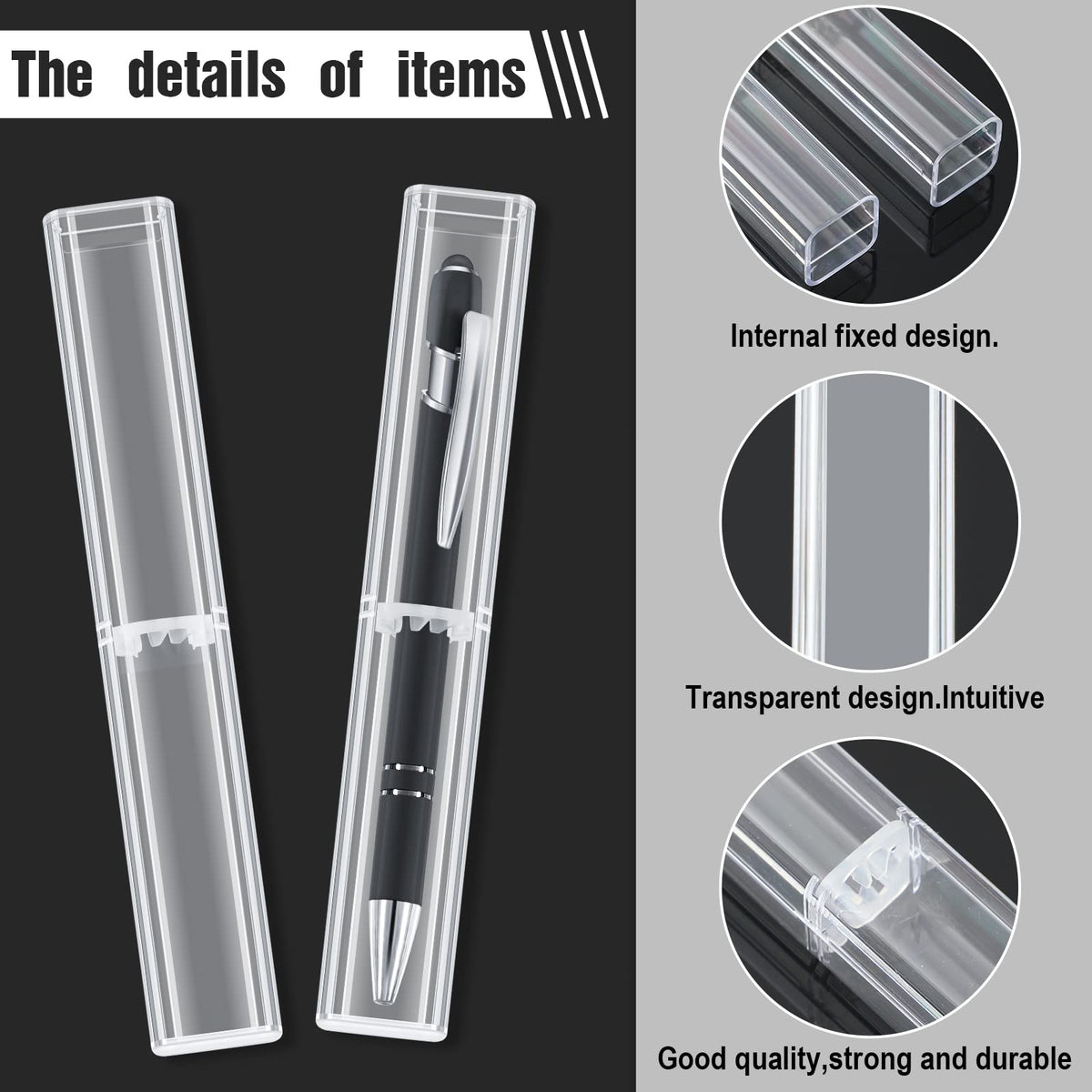 Spakon 40 Pieces Pen Gift Boxes, Acrylic Plastic Pen Cases Storage Plastic Pencil Box Case