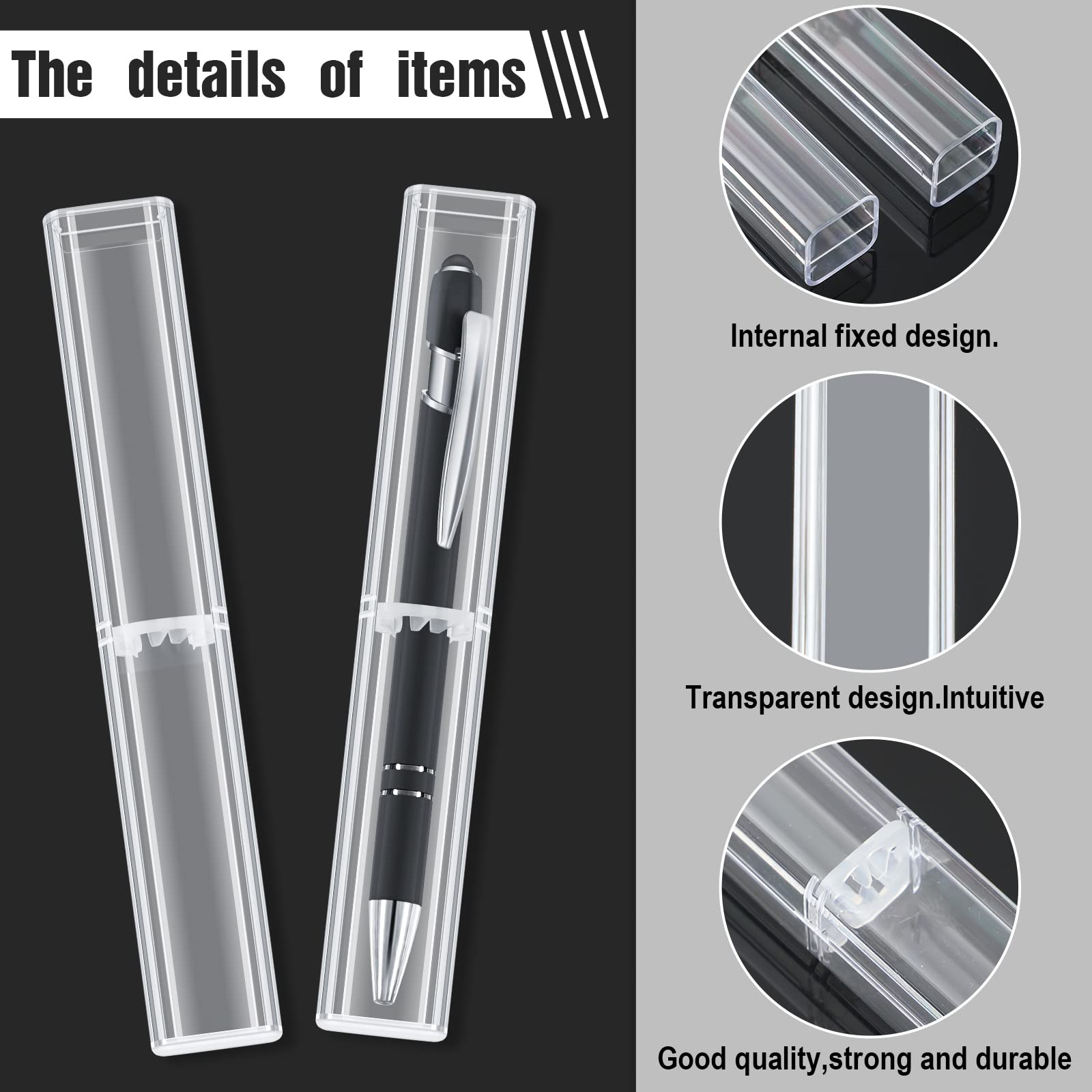 Spakon 40 Pieces Pen Gift Boxes, Acrylic Plastic Pen Cases Storage Plastic Pencil Box Case