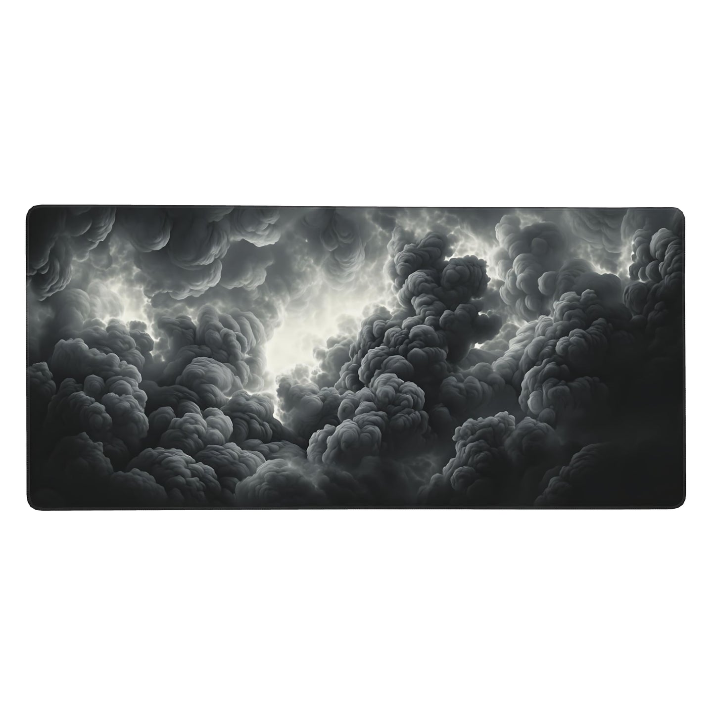 Aesthetic Cloud Gaming Mouse Pad, Grey Dark Epic Desk Mat with Anti-Slip Base & Stitched Edges