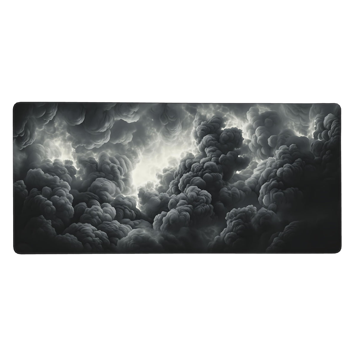 Aesthetic Cloud Gaming Mouse Pad, Grey Dark Epic Desk Mat with Anti-Slip Base & Stitched Edges