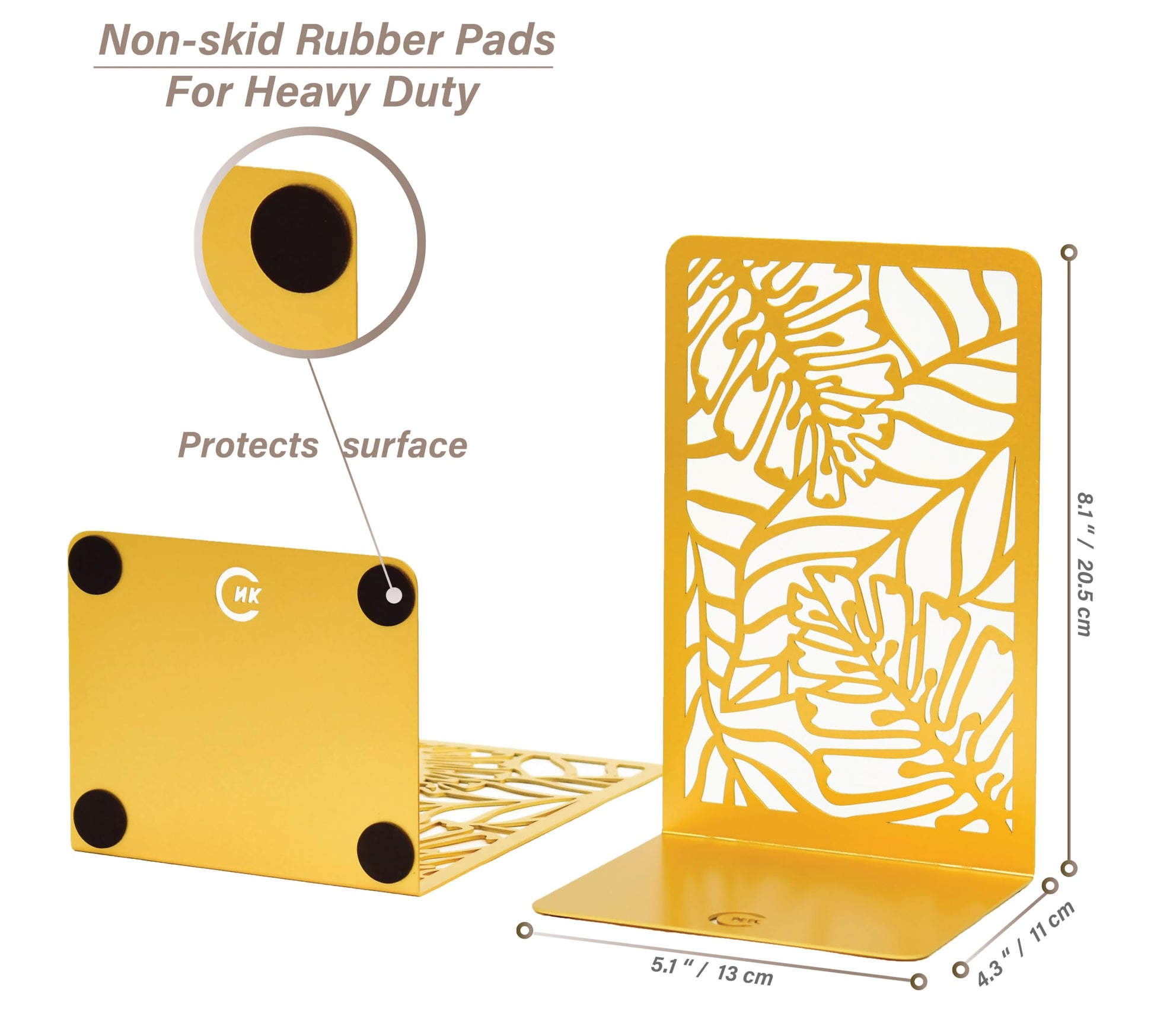 CNK Premium BookEnds - Metal Book Stoppers for Home Office, Book Shelf Holder, Home Decorative