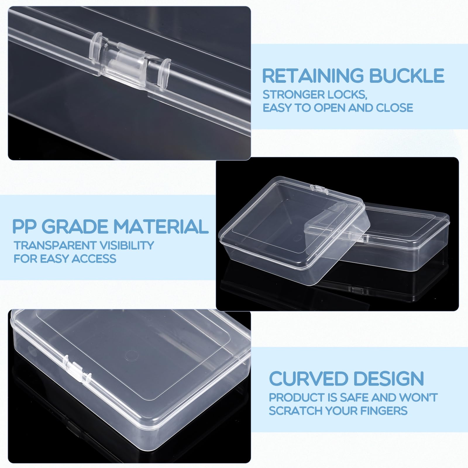 Jetec 18 Pieces Small Clear Plastic Storage Box, 5 x 4 x 1.3 Inch
