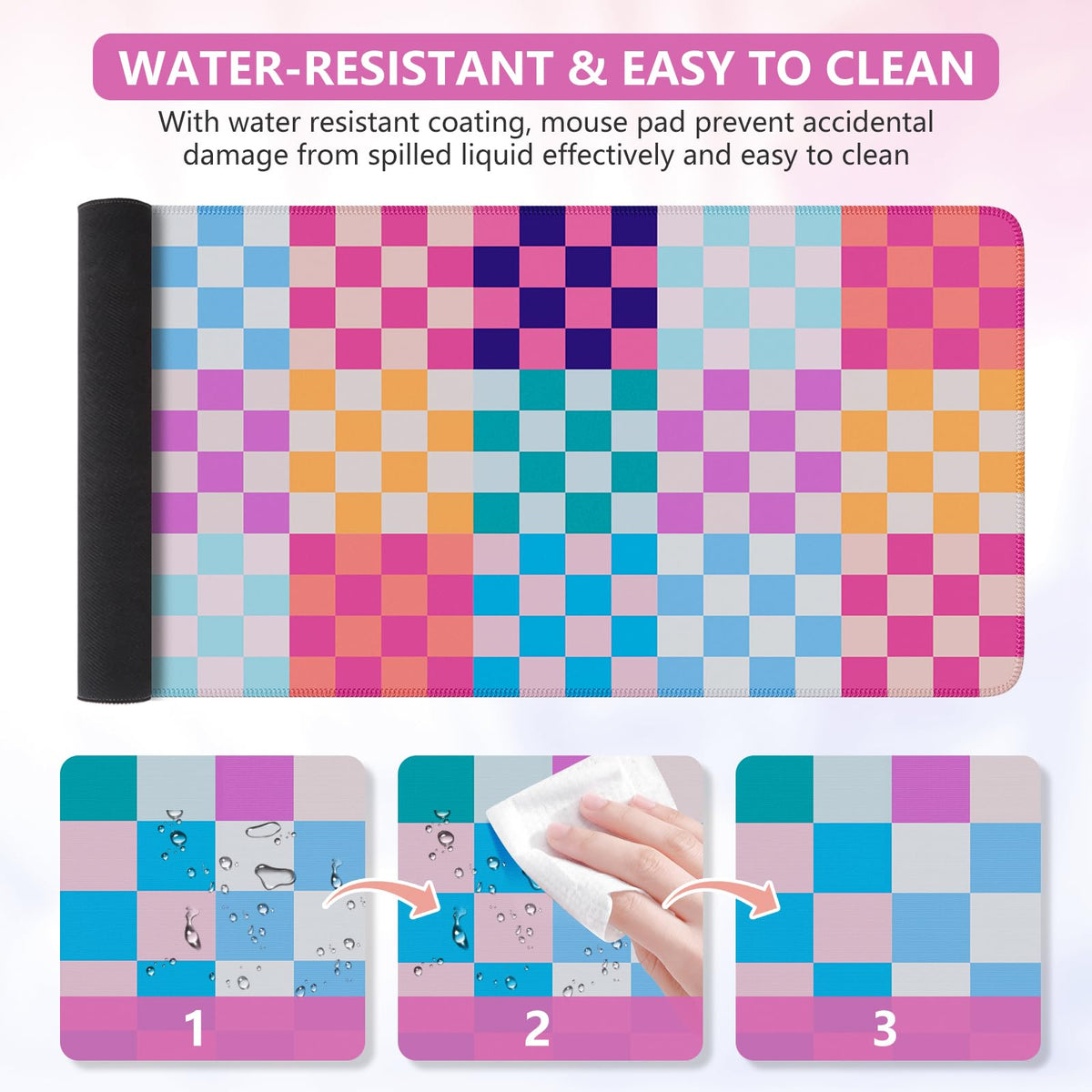 iCasso Desk Matt for Desktop, Cute Desk Pad Mat, Colour Checkered