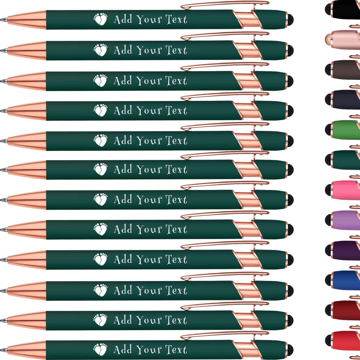 Personalized Ballpoint Pen with Stylus Tip, Custom Name & Logo, 12 Colors