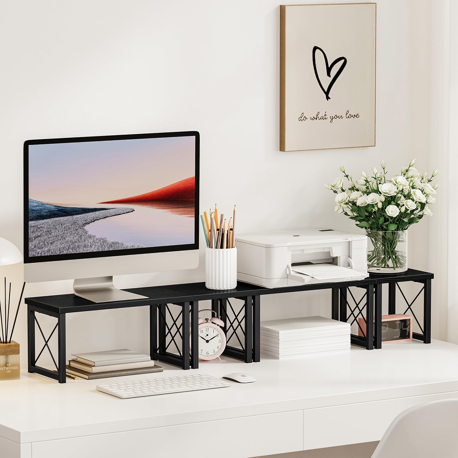 Honiter 2 Sets Desk Shelf, Desktop Organizer Shelf, Freestanding Small Bookshelf Desk Organizer, 2