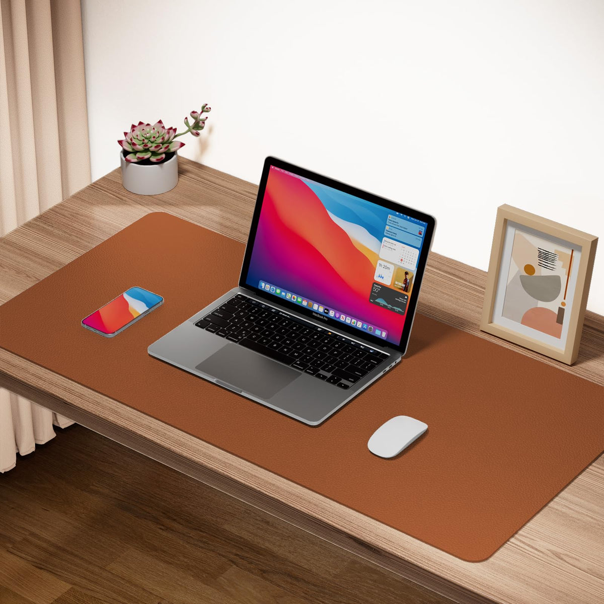 Boutilon Leather Desk Pad Protector,Non-Slip Mouse Pad,Laptop Desk Pad,Office Mouse Mat,Waterproof
