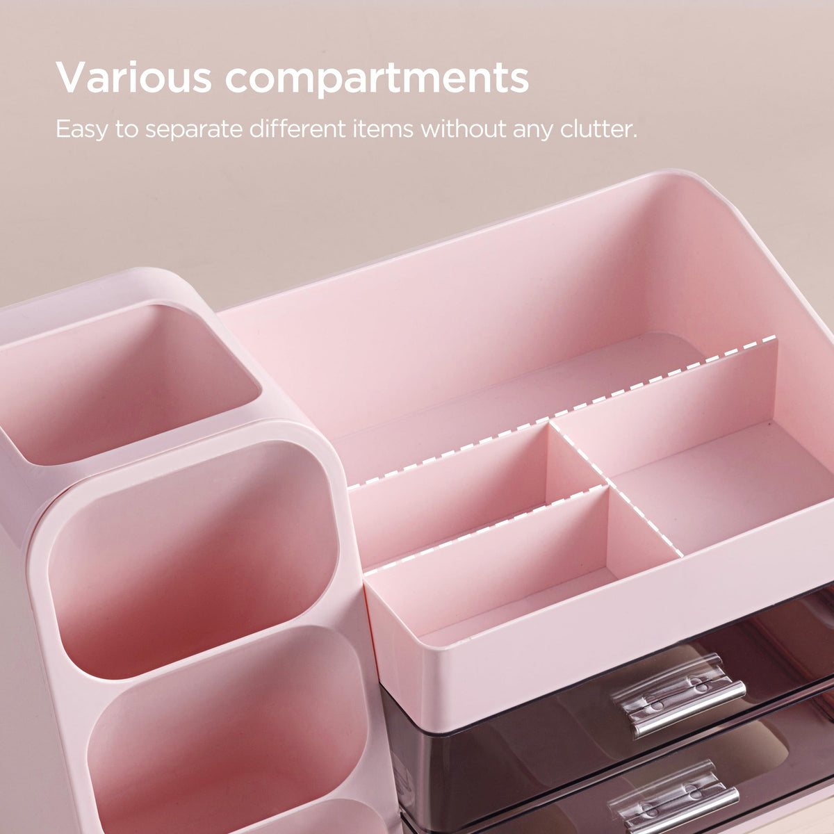 HBlife Desk Organizer with Pen Pencil Holder for Desk, Pen Organizer with 2 Drawers, Desk