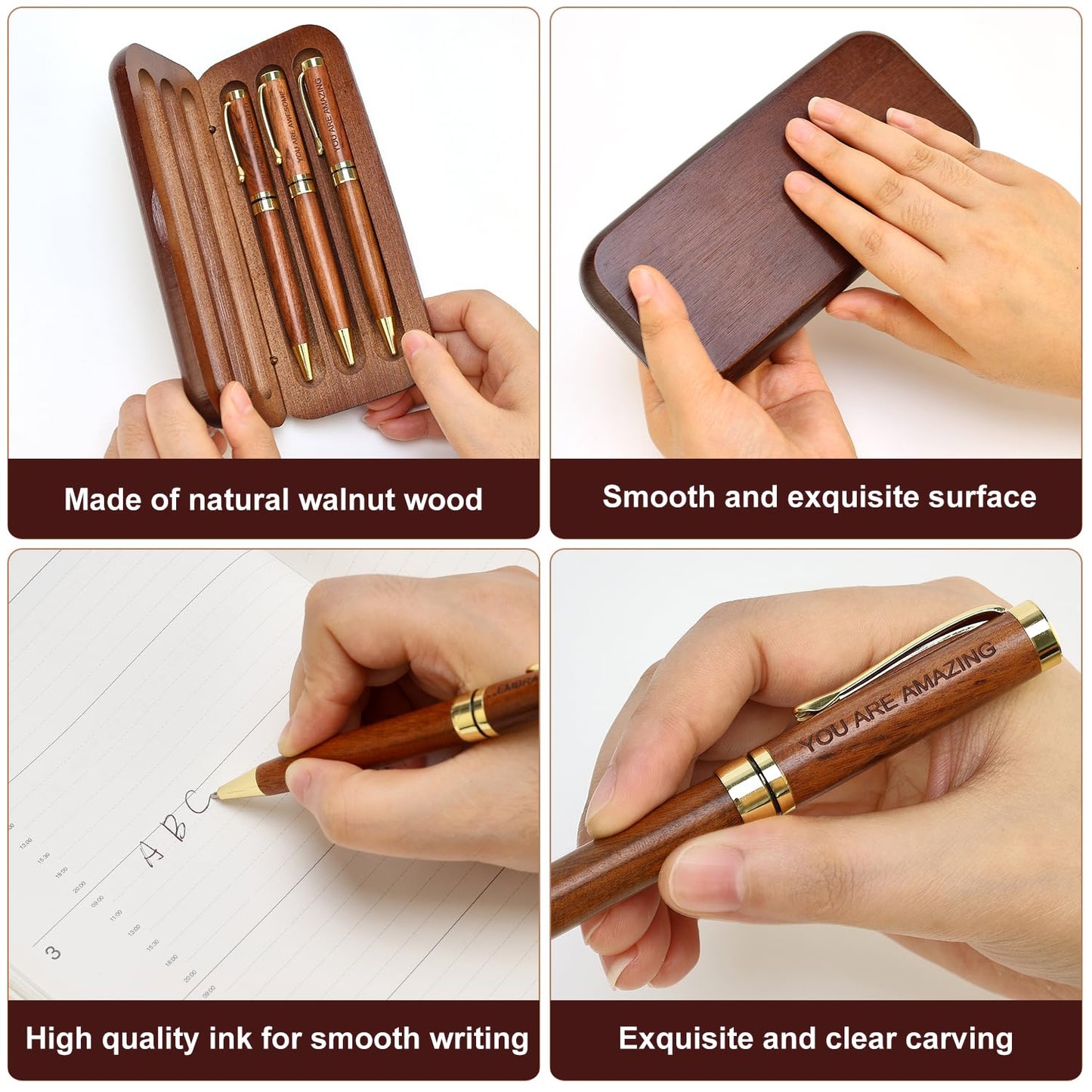 Luxury Wooden Pen Set Thank You Gifts for Women Men Friends Teacher Boss