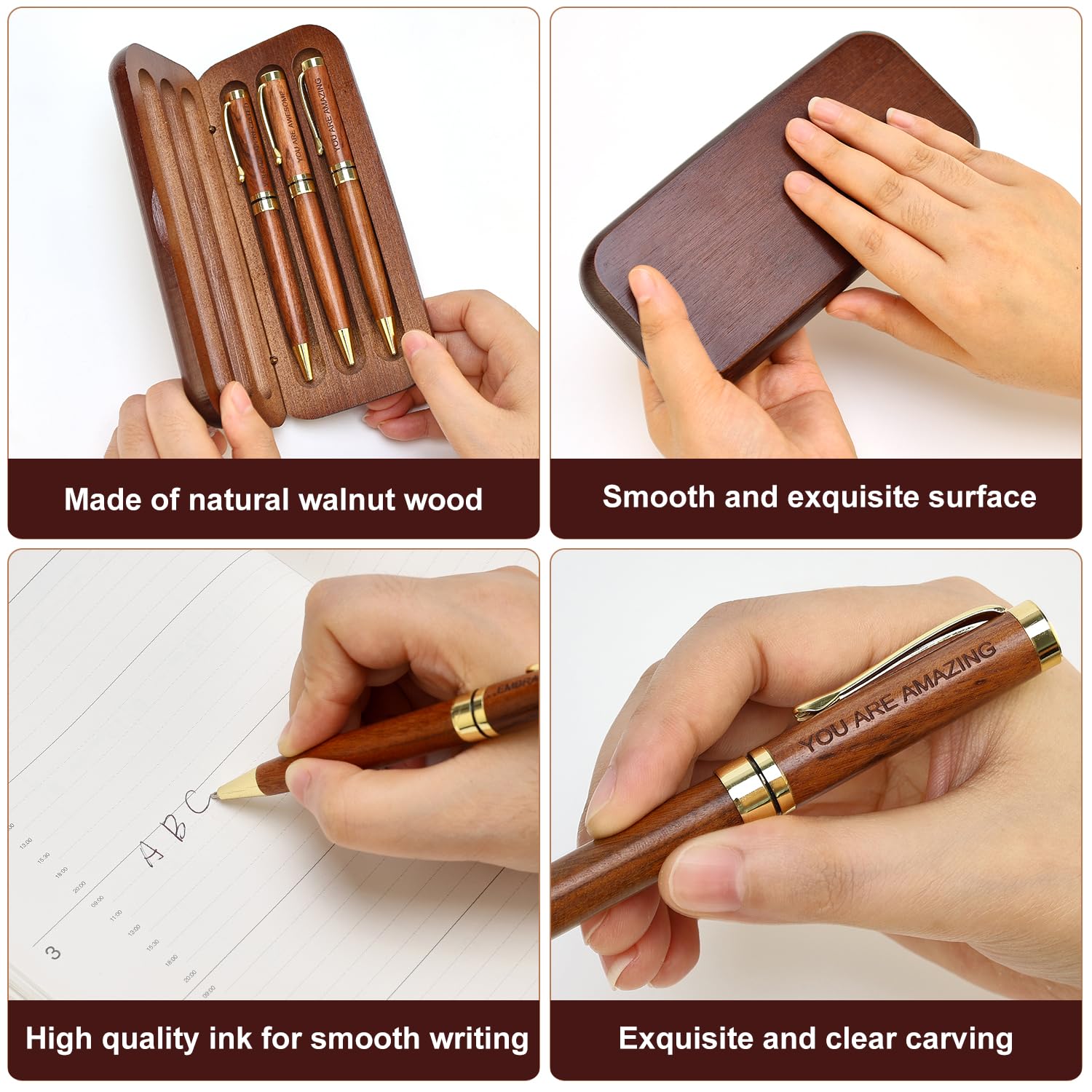 Luxury Wooden Pen Set Thank You Gifts for Women Men Friends Teacher Boss