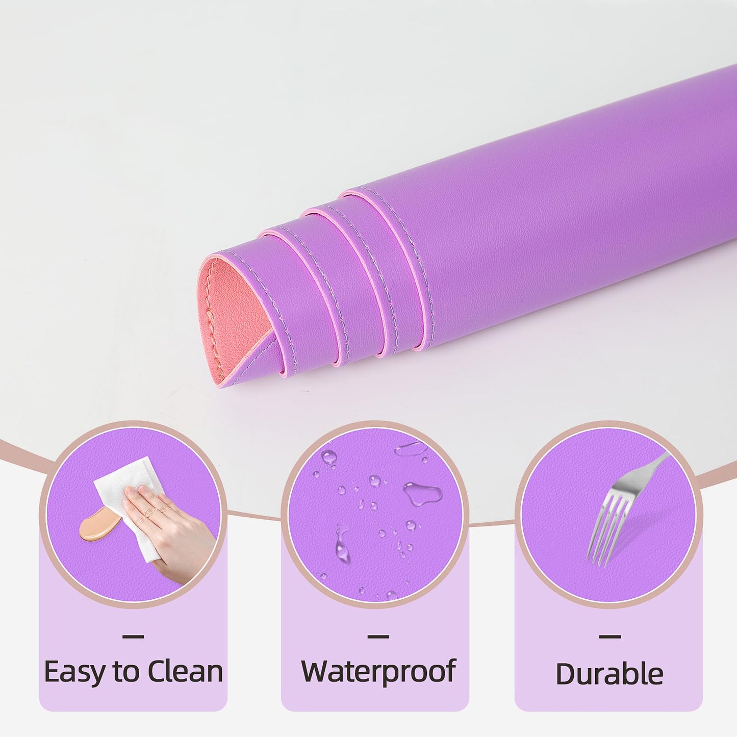 Makeup Mat for Vanity to Protect Desk Top, 31.5x15.7in, Purple and Pink
