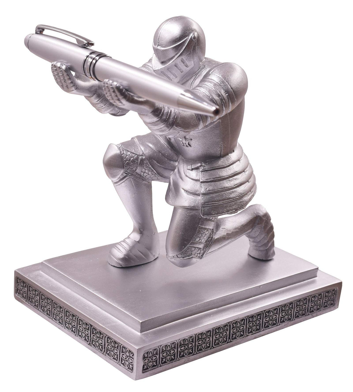 Ofiedx Executive Knight Pen Holder with A Cool Pen, Home Office Desk Organizers Decor Resin Pen