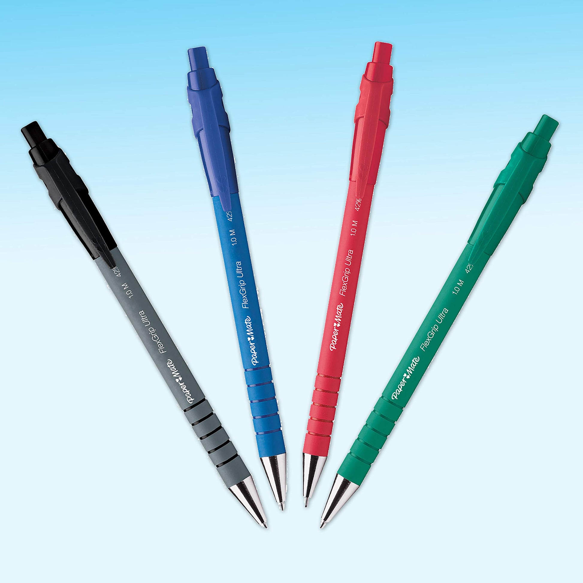 Paper Mate Flexgrip Ultra Retractable Ballpoint Pens | Medium Point (1.0mm) | Green | 12 Count