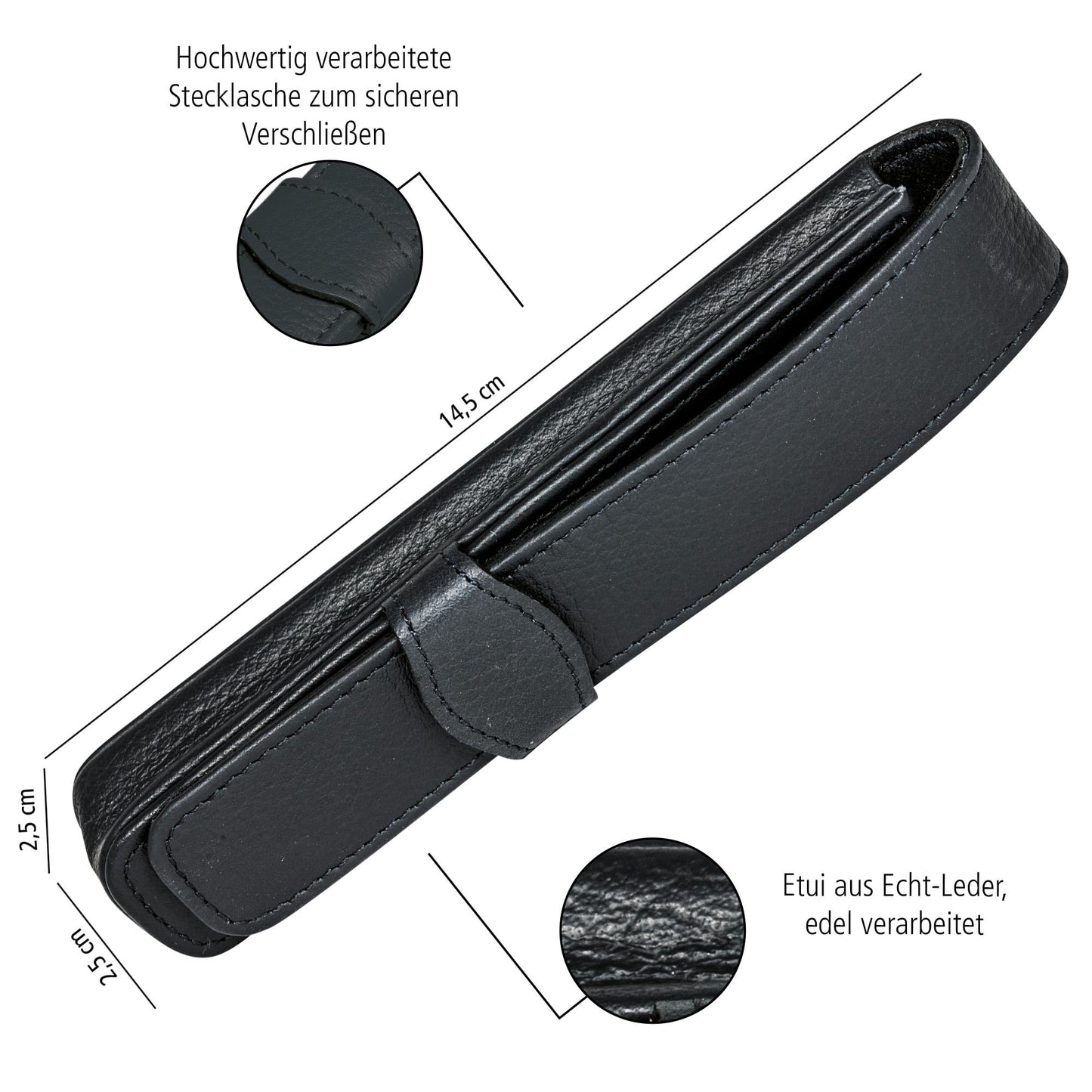 Paradise Pen Company Leather Case for 1 Standard Pen, Black (90758)