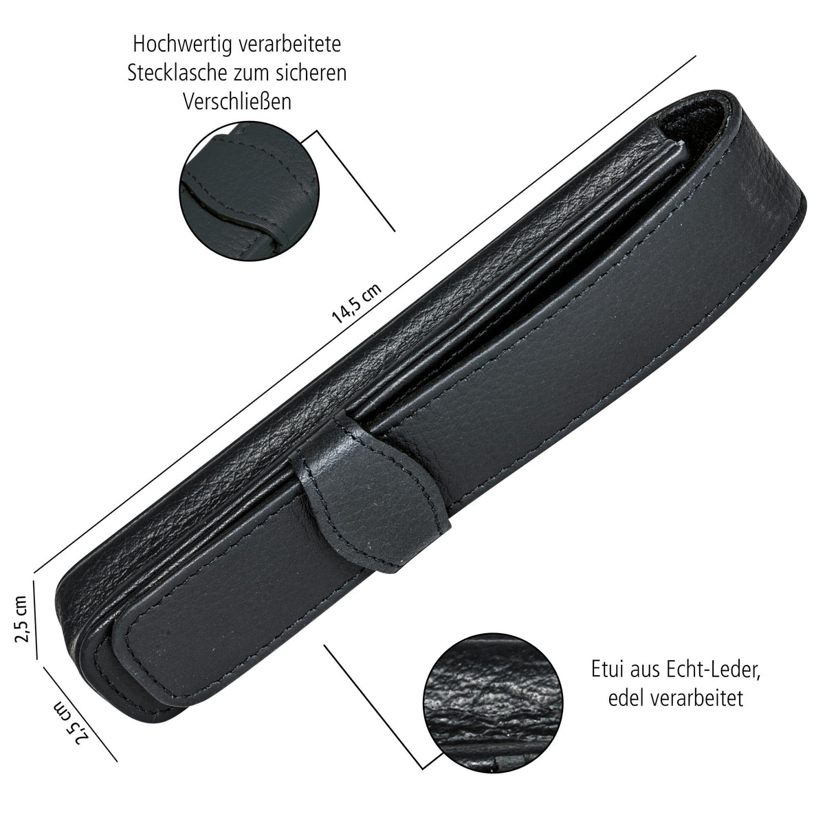 Paradise Pen Company Leather Case for 1 Standard Pen, Black (90758)