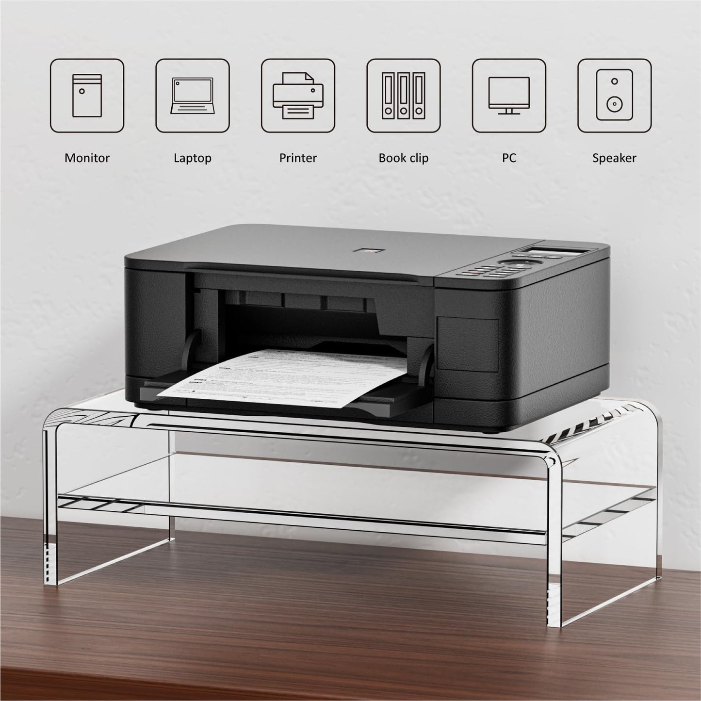 Egchi Acrylic Monitor Stand, 2 Tiers Clear Monitor Riser Computer Stand for Office, Home, Office