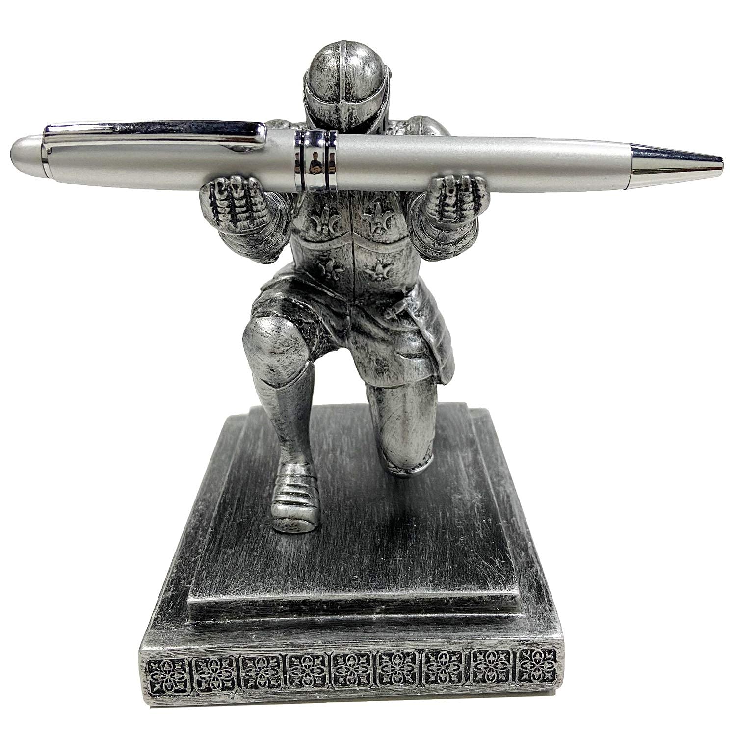 Ofiedx Executive Kneeling Knight Pen Holder with Pen - Unique Office Gifts