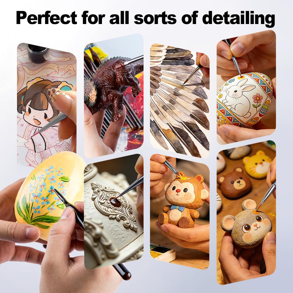 Transon 15Pcs Extra Fine Detail Paint Brushes with Brush Storage Organizer for Model Miniature